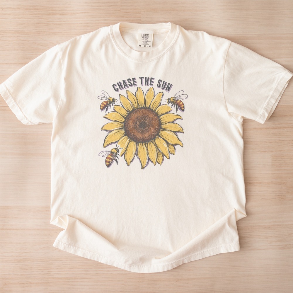 Chase the Sun Sunflower with Hovering Bees Tee